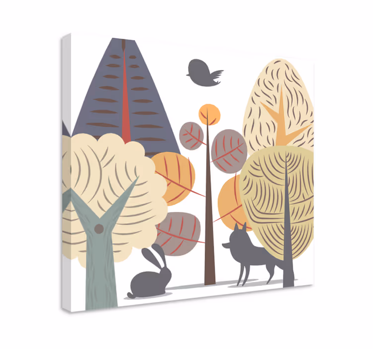 Quadro de paisage Floresta feliz pastel - TenStickers