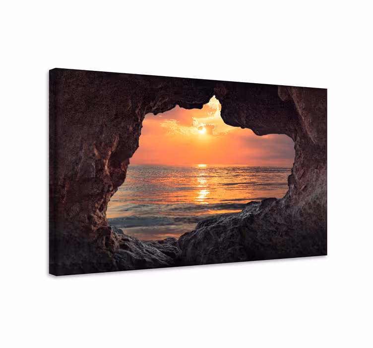 Quadro de paisage Oceano do nascer do sol da caverna 3d - TenStickers