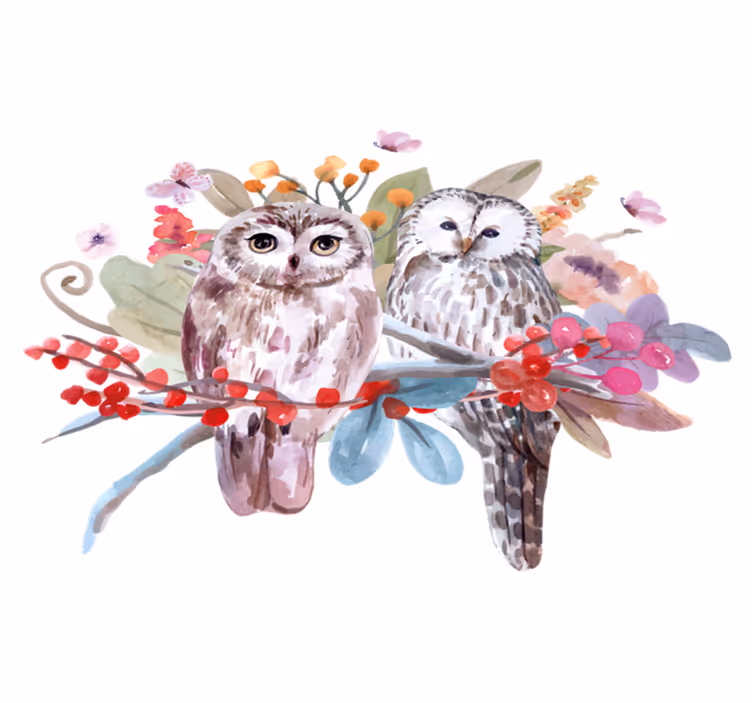 Tapete vinílico de animais corujas na natureza - TenStickers