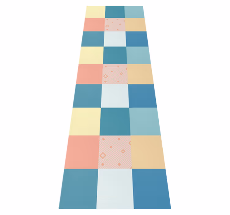 Tapete vinílico geométricas padrão patchwork colorido retro - TenStickers