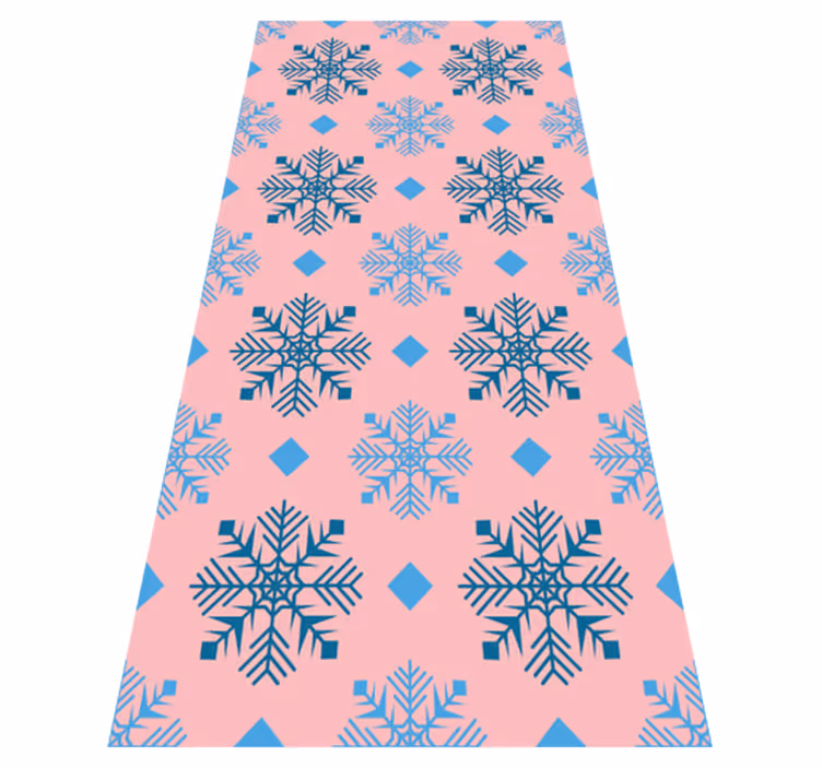 Tapete vinílico do natal com padrão de flocos rosa e azul - TenStickers