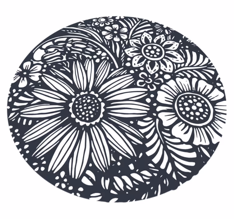 Tapete vinílico natureza padrão floral circular - TenStickers