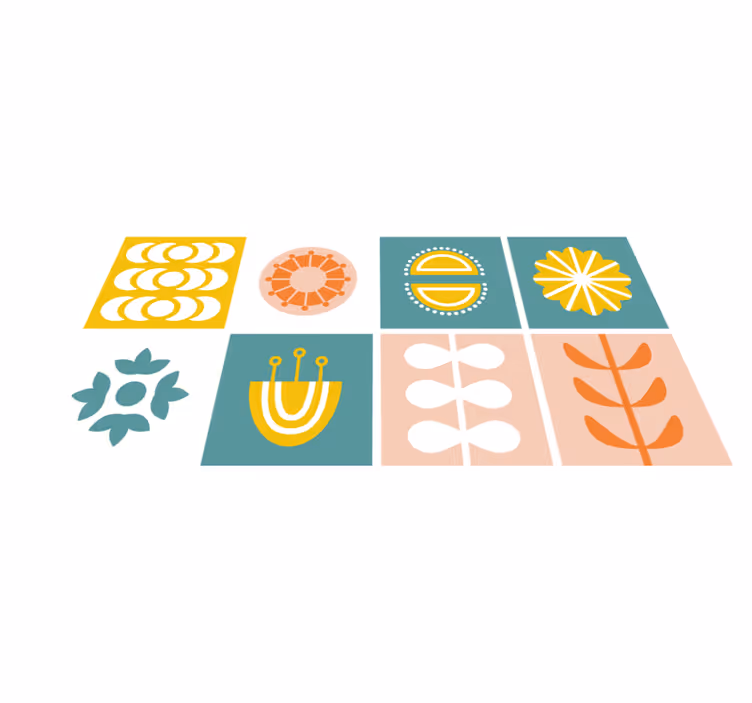 Tapete vinílico geométricas estilo azulejo norueguês - TenStickers