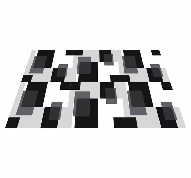 Tapete vinílico geométricas blocos em preto e branco - TenStickers