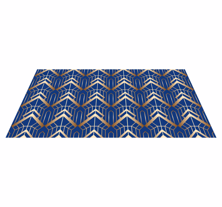 Tapete vinílico geométricas padrão deco azul e dourado - TenStickers