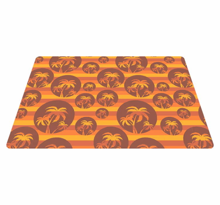 Tapete vinílico geométricas padrão pôr do sol e palmeiras - TenStickers