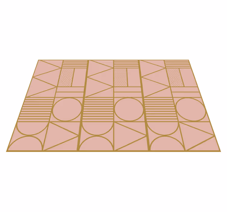Tapete vinílico geométricas em blocos dourados e rosas - TenStickers