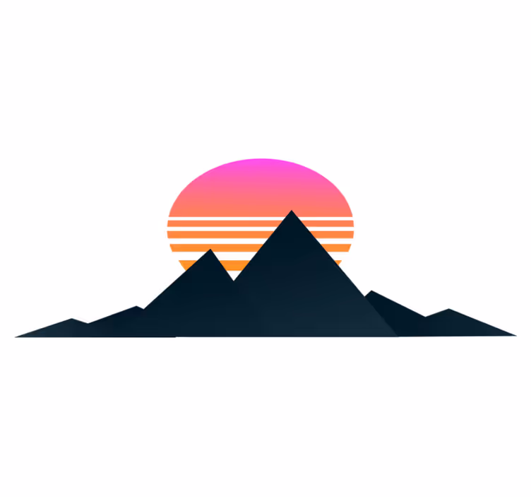 Tapete vinílico geométricas pôr do sol na montanha - TenStickers