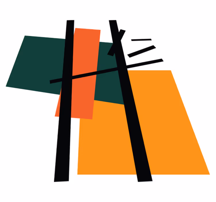 Tapete vinílico geométricas seções de cor abstratas - TenStickers