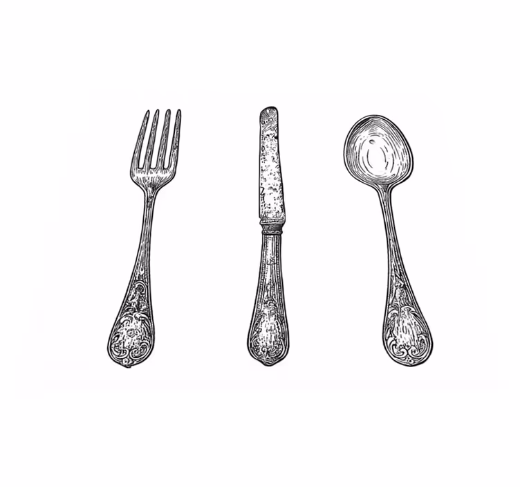 Tapete vinílico cozinha talheres cinza - TenStickers