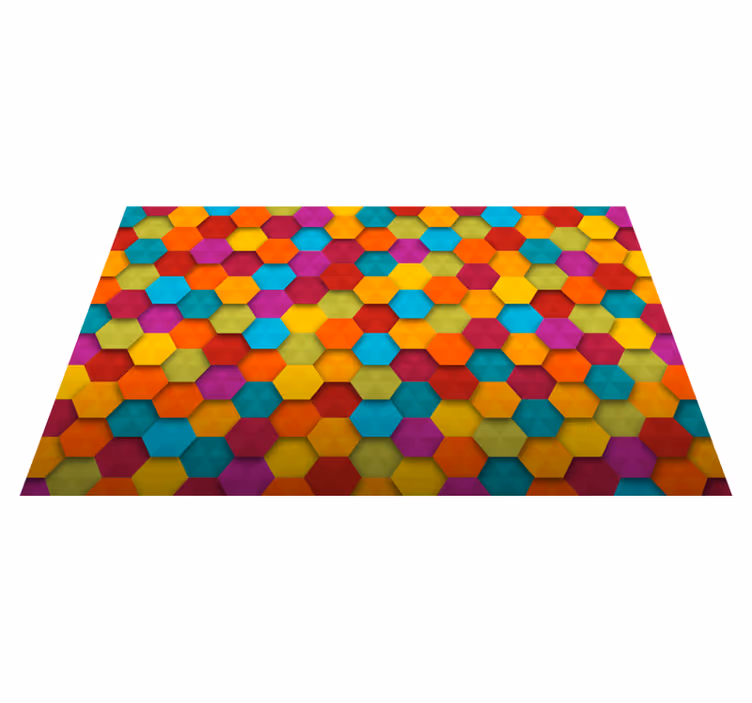 Tapete de vinil geométrico de hexágonos colorido - TenStickers