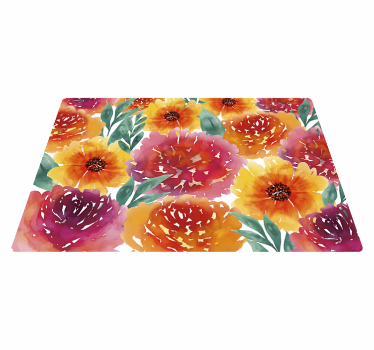 Tapete de vinil vintage flores coloridas - TenStickers