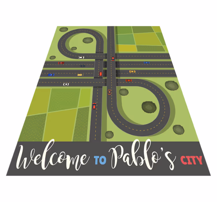 Tapete de vinil infantil cidade com nome - TenStickers