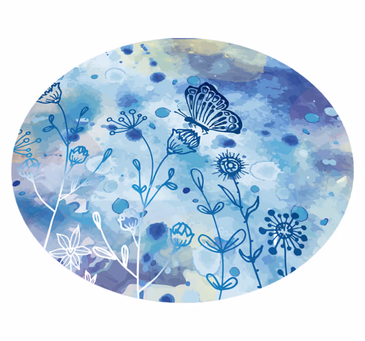 Tapete de vinil azul borboletas - TenStickers