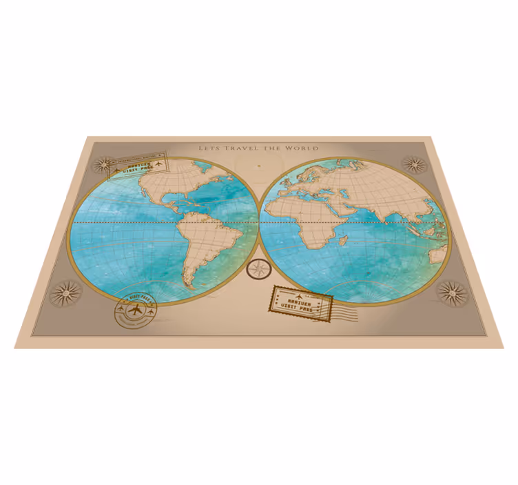 Tapete de vinil mapa do mundo vintage - TenStickers