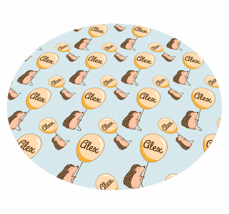 Porco-espinho com balão e nome tapete da sala - TenStickers