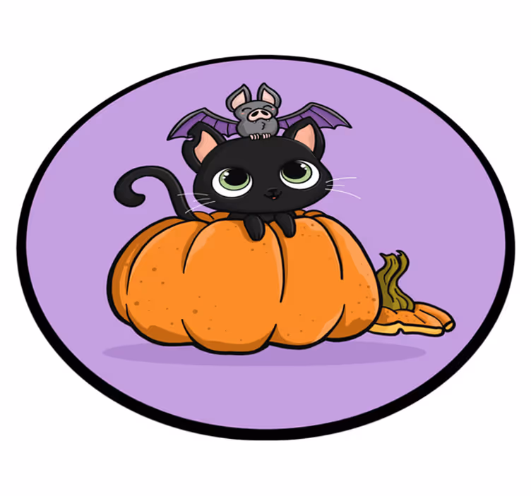 Tapete de vinil de abóbora e gato - TenStickers