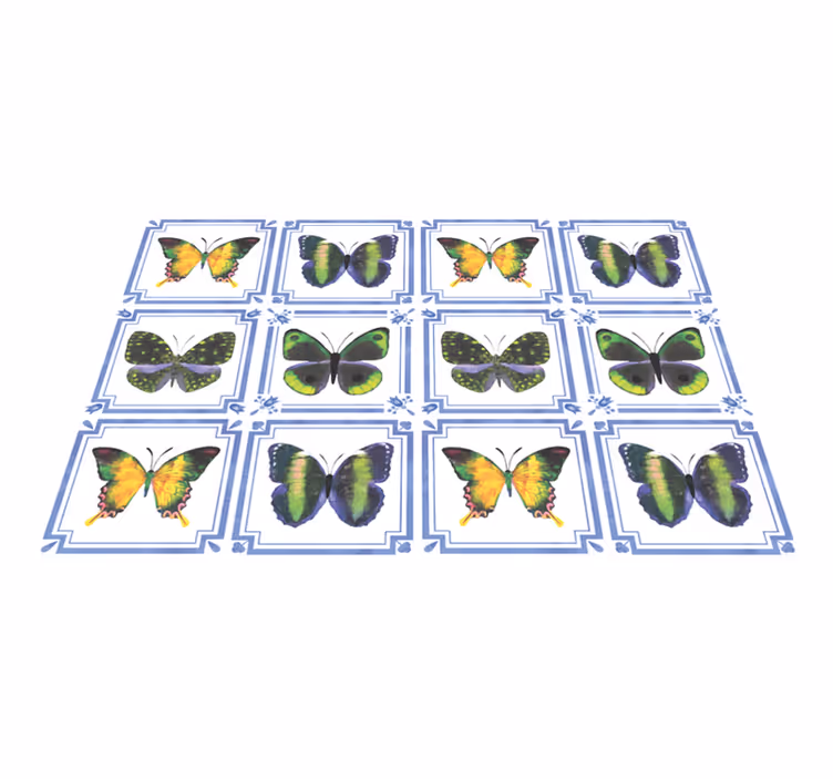 Tapete de animais com azulejos de borboletas coloridas - TenStickers