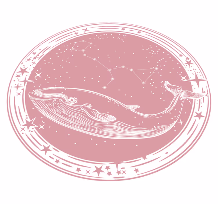 tapete de vinil infantil Baleia rosa e estrelas - TenStickers