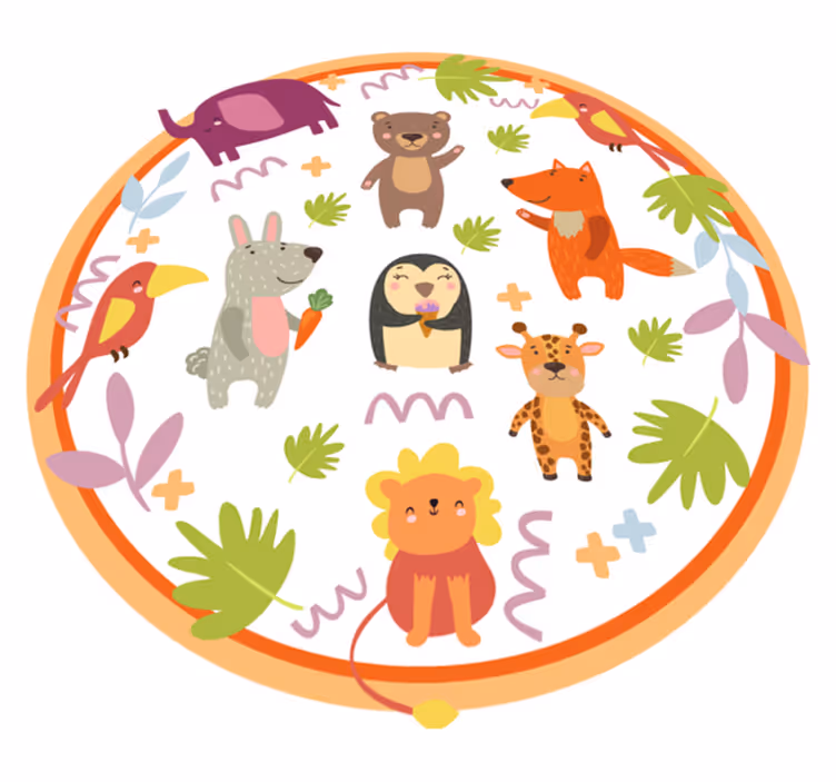 Bonito desenho animado zoológico animais tapete animal - TenStickers