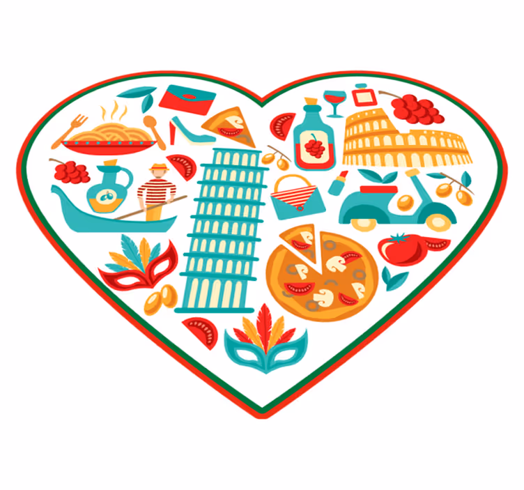 Tapete moderno de ícones mais famosos da itália - TenStickers