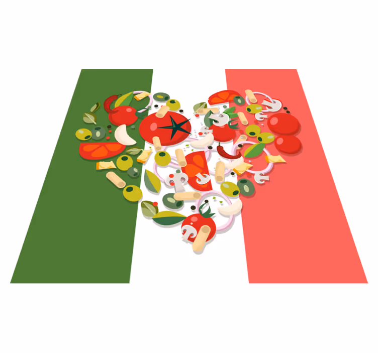 Tapete mapa mundo bandeira comida itália - TenStickers