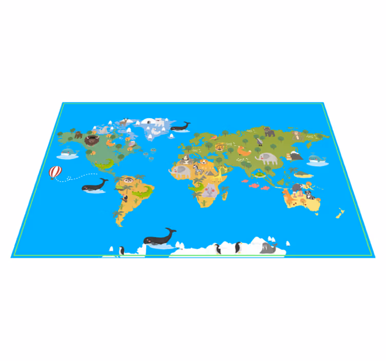 Tapete de vinil de mapa mundial animal - TenStickers