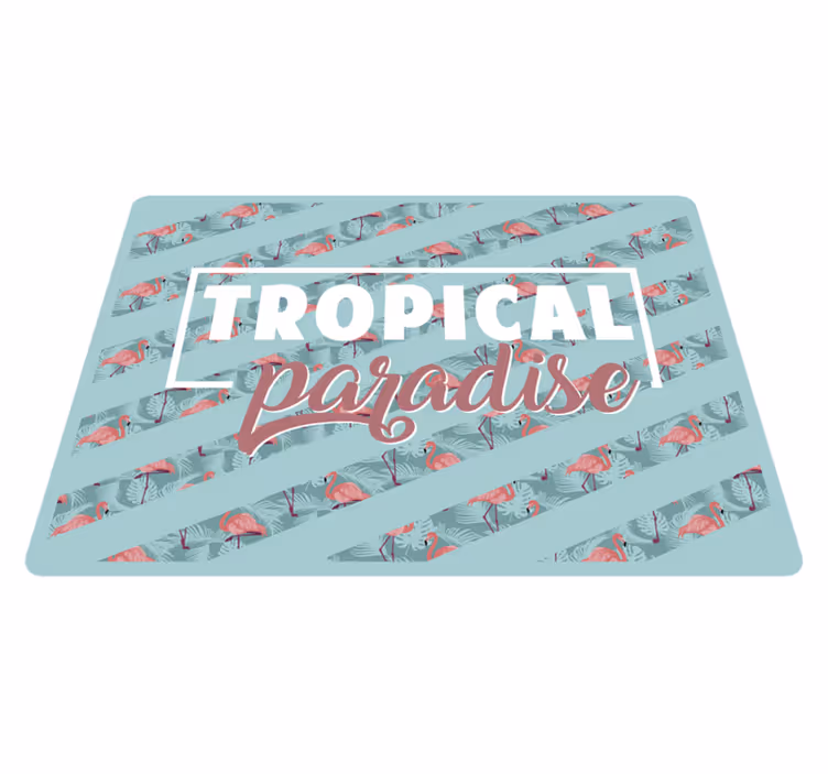 Paraíso tropical texto flamingos animal tapete - TenStickers
