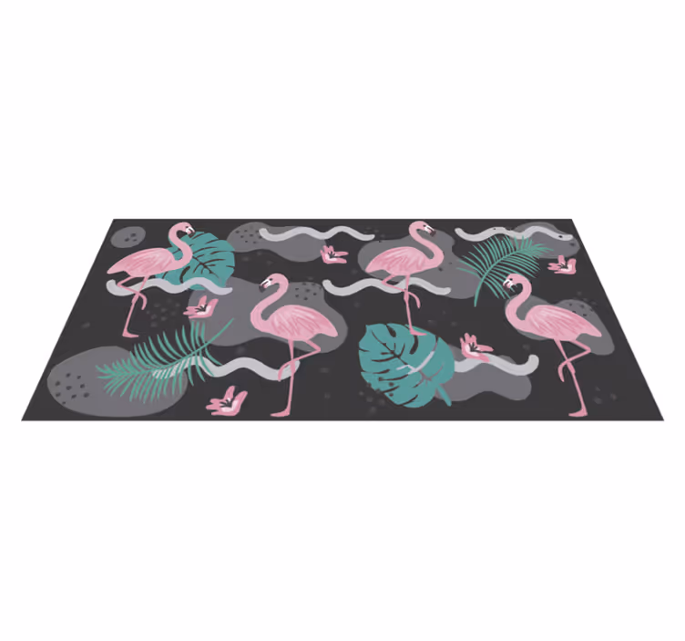 Tapete de animais preto e flamingos - TenStickers
