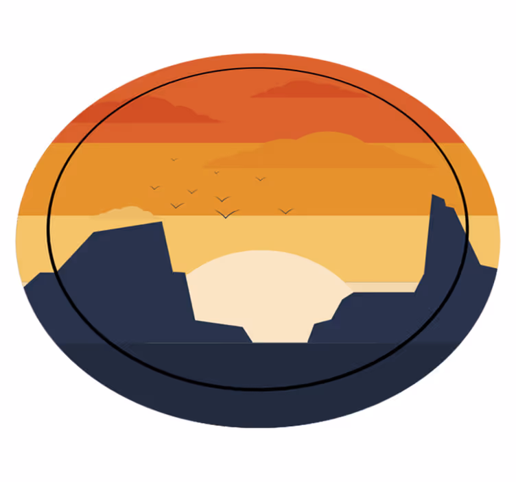 Tapete circular do pôr do sol ocidental - TenStickers