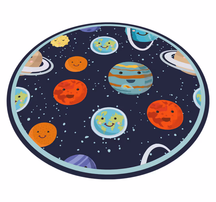 Tapete de vinil infantil do sistema solar planeta sorridente - TenStickers