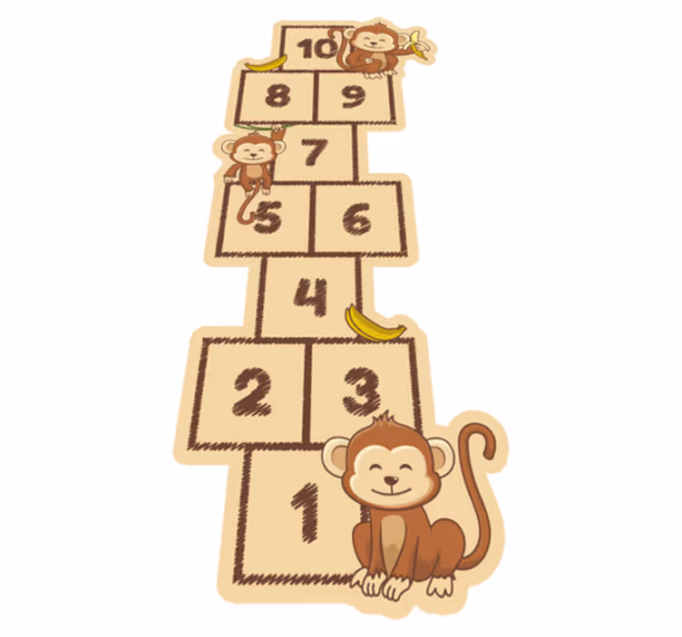 Amarelinha com tapete de jogo dos macacos - TenStickers