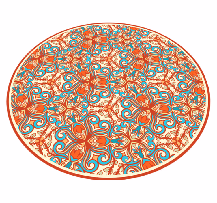 Ornamentos azuis e laranja tapete de telha - TenStickers