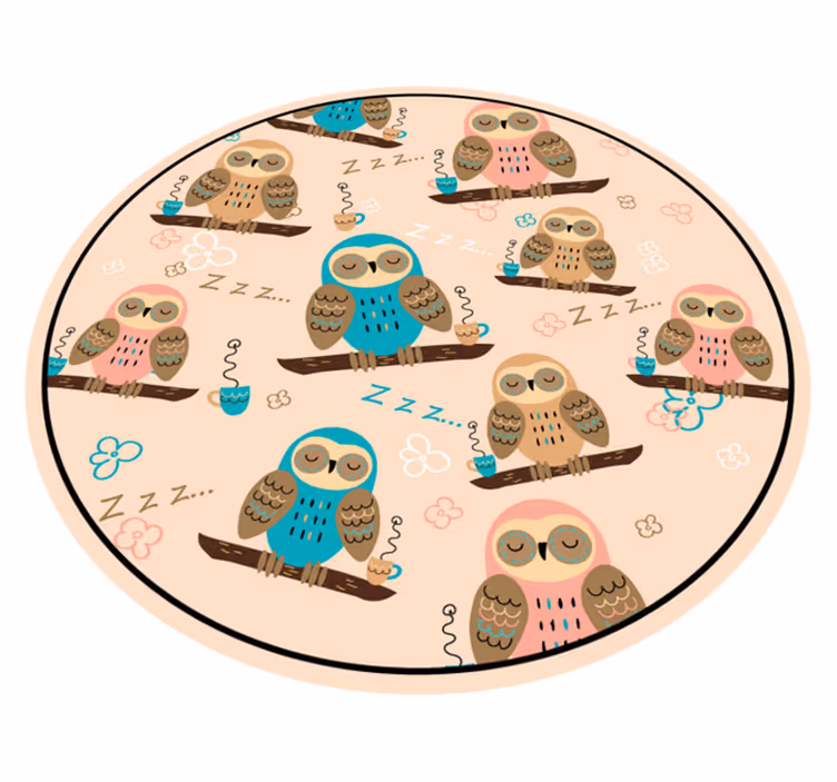 Tapete vinílico para bebés círculo temático de coruja - TenStickers