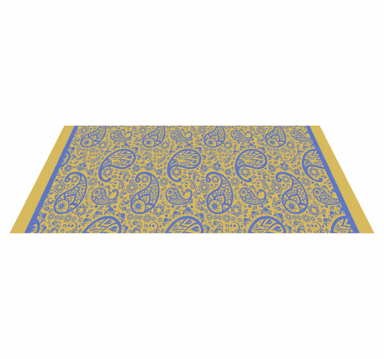 Tapete de vinil moderno paisley amarelo e azul - TenStickers