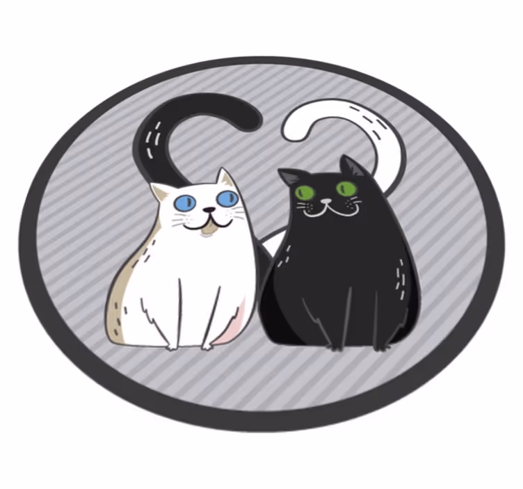 Tapete de vinil dois gatos com olhos coloridos tapete animal - TenStickers