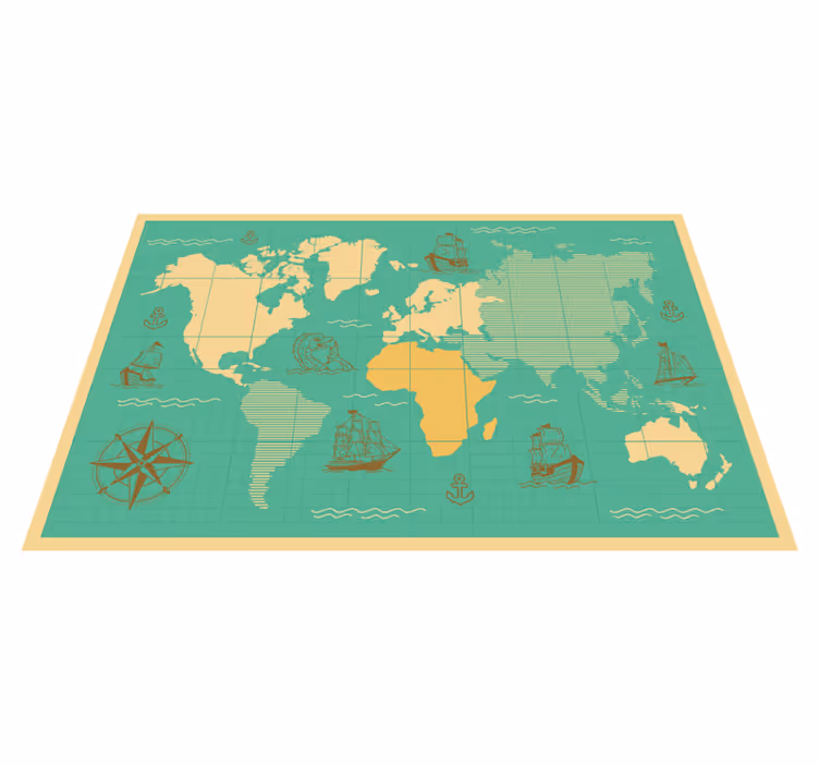 Mapa mundial com tapete de vinil para barcos - TenStickers