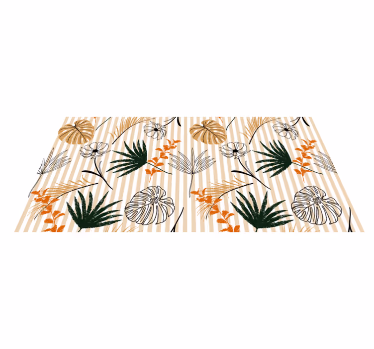 Tapete de vinil preto branco e flores bege - TenStickers