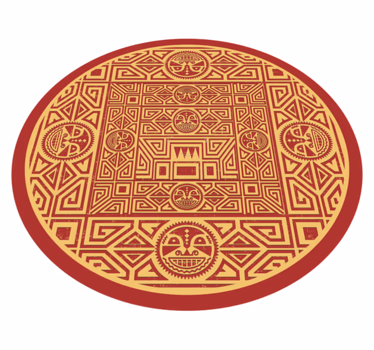 Tapete de vinil redondo vermelho e dourado - TenStickers