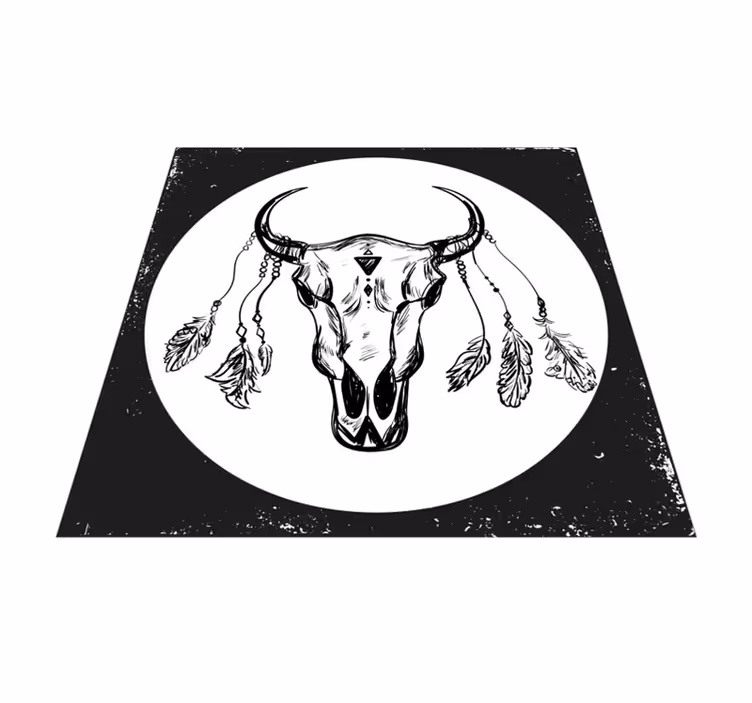 Caveira vaca boho composição étnica tapete - TenStickers