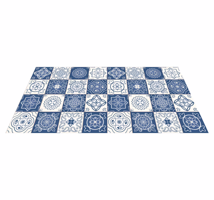 Tapete moderno com estampa de azulejo azul - TenStickers