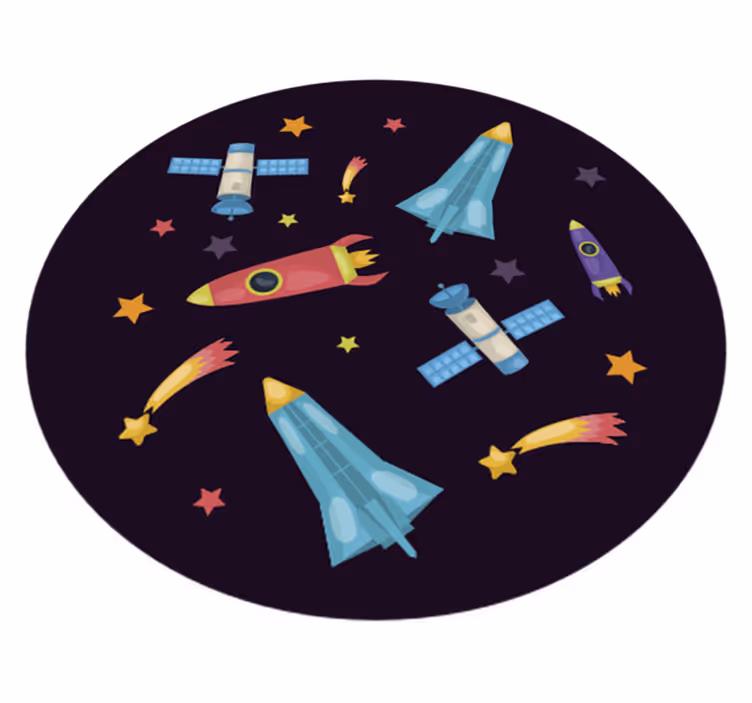 Foguetes espaciais planetas crianças tapete de vinil - TenStickers