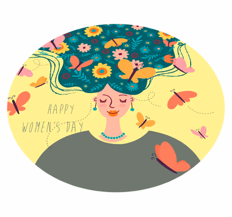 Feliz dia da mulher com tapete animal de borboletas - TenStickers