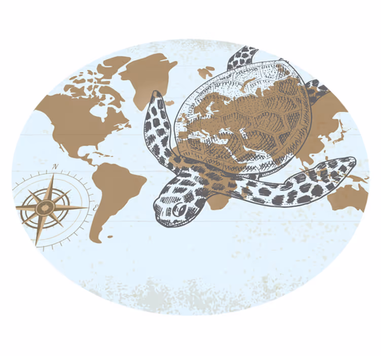Tapete de vinil animal com mapa de tartaruga - TenStickers