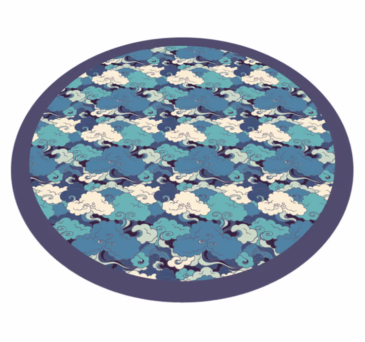 Tapete de vinil japonês com ondas e nuvens - TenStickers