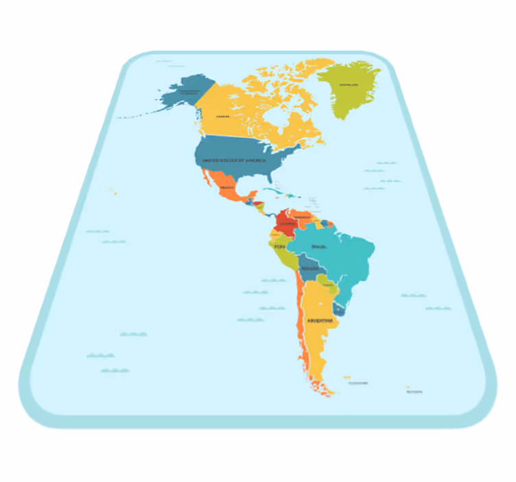 America no centro do tapete do mapa do mundo - TenStickers