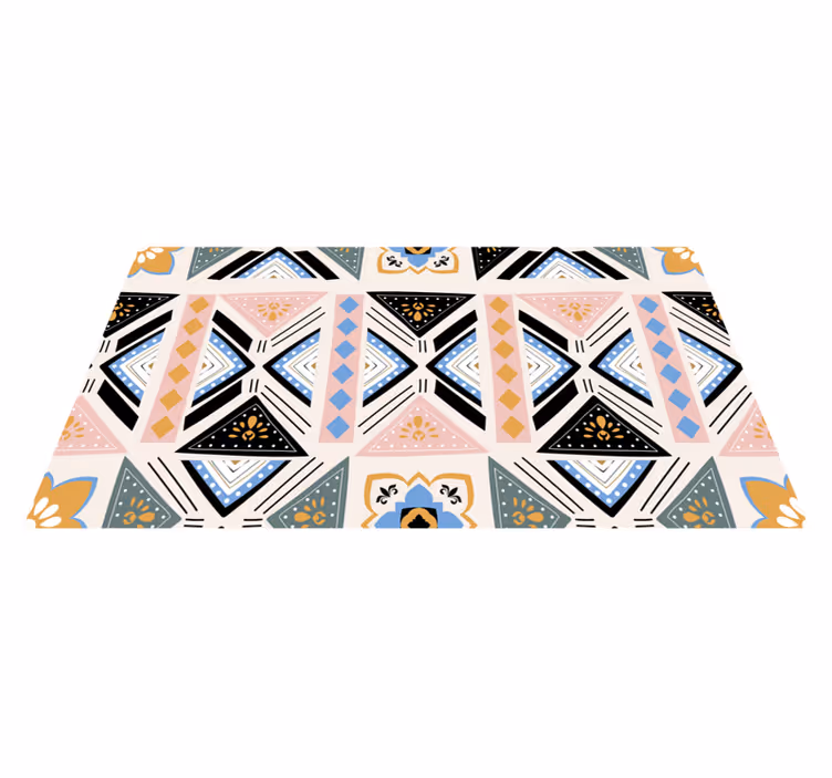 Tapete etnico de vinil mandala rosa azul e preto - TenStickers