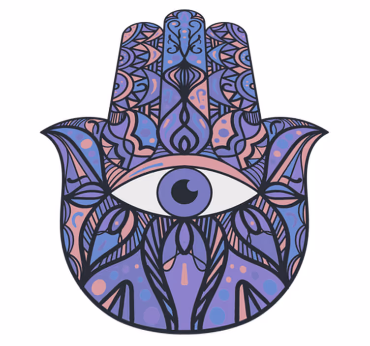 Mão de fátima tapete étnico em tons de roxo - TenStickers