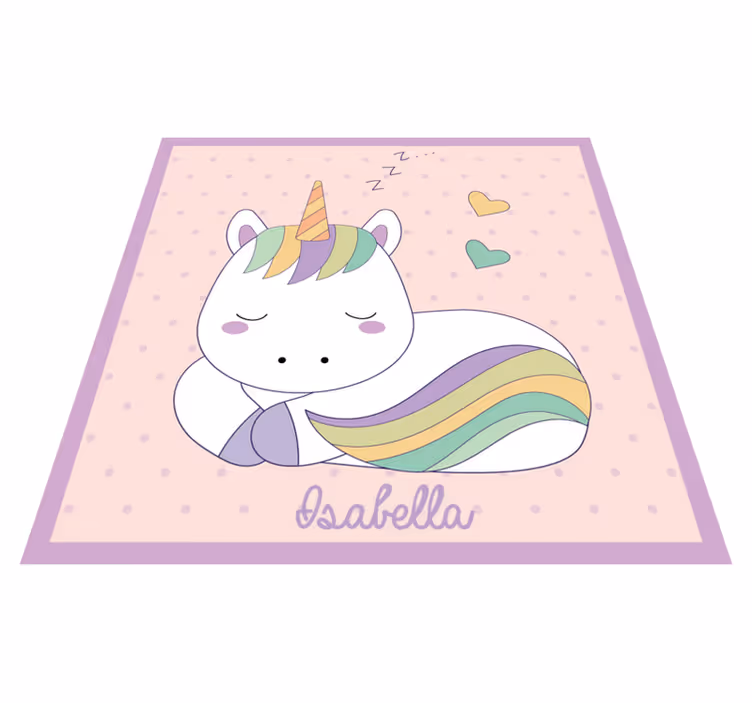 Unicórnio personalizado no tapete de vinil arco-íris - TenStickers