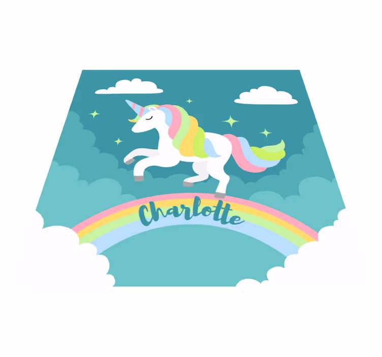 Unicórnio com tapete de vinil com nome personalizável - TenStickers
